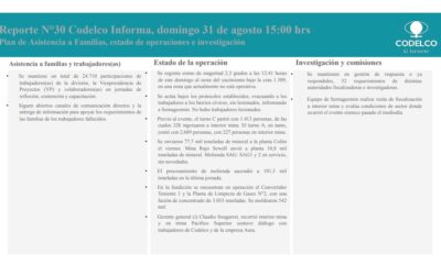 Codelco informa sobre las acciones realizadas a un mes del accidente en El Teniente